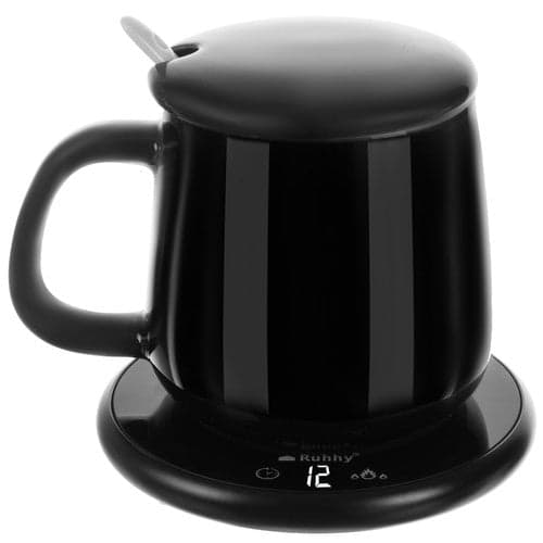 Muggvärmare set med keramisk mugg 400 ml, lock & sked, 60°C timer