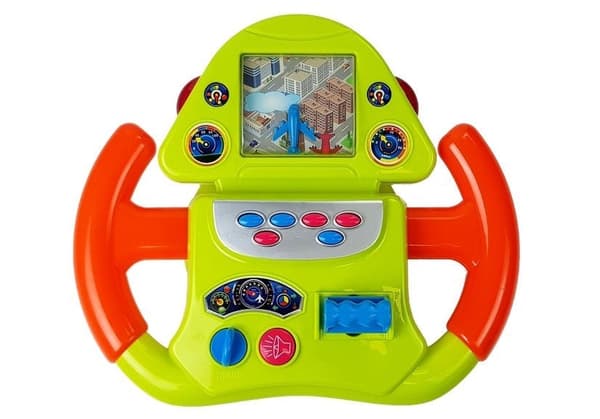 Interaktiv flysimulator-legetøj med rat til børn, grøn/orange