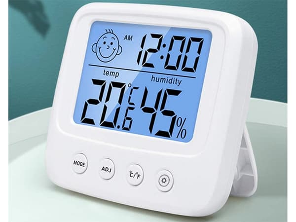 Digital termometer/hygrometer med klocka alarm LCD inkl AAA-batterier