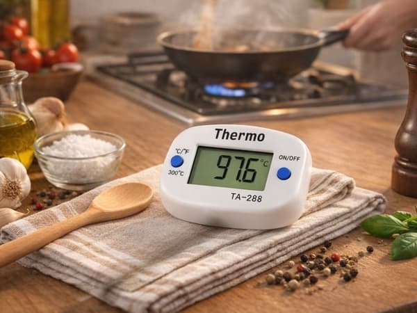 Digital kökstermometer med stekspett LCD 300°C vit
