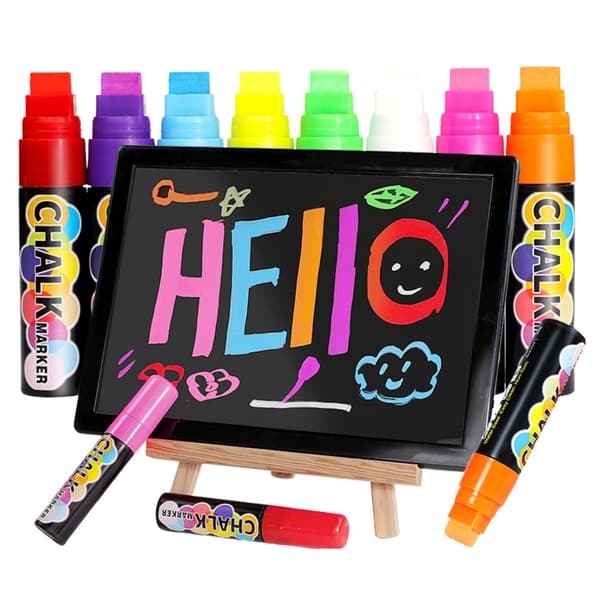 Kridtmarkører 8-pack hurtigtørrende til whiteboard, glas og keramik