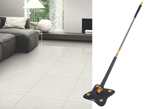 Rotationsmoppe med udvridningssystem og roterende hoved, skaft 140 cm