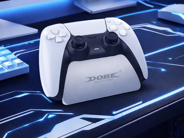 Kontrolstativ til PS5 DualSense-controller i plast, hvid