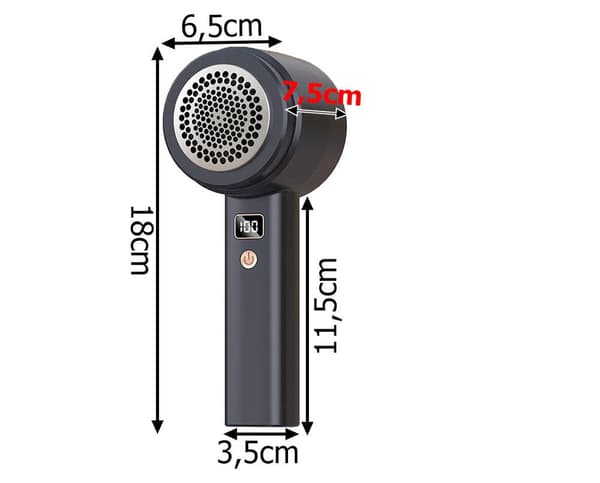 Genopladelig fnugfjerner 5 blade 3 hastigheder grå