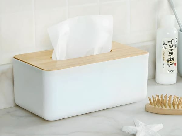 Näsduksbox tissue box vit bambu/plast 21x13x10 cm för standardboxar