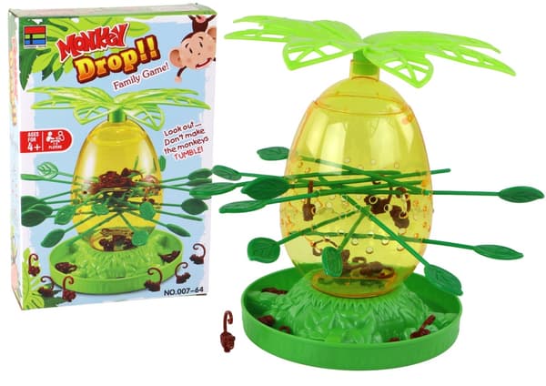 Arkadspel Monkey Drop Falling Monkeys i trä, 1-3 spelare, 3+ år