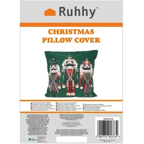 Kuddfodral plysch julmotiv nutcracker 40x40 cm polyester