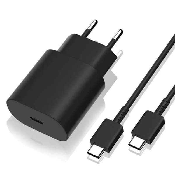 2 stk. 25W Samsung Hurtigoplader Adapter & Kabel USB-C 2m