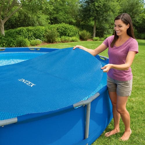 Solbeskyttelse pooloverdækning bobleplast 448 cm til rund pool 457 cm blå