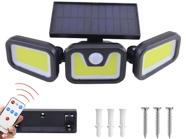 Aurinkokatuvalaisin 103 COB LED IP67 liike-/hämäräsensorilla