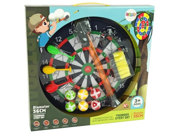 Velcro dartskive 36 cm sæt med bolde, pile og launcher