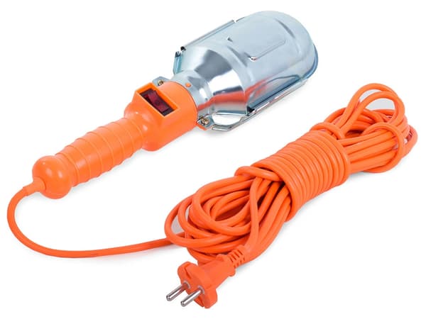 Garagebelysning med krog 5 m kabel 230V E27 max 60W orange