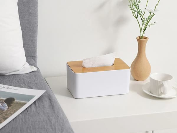 Näsduksbox tissue box vit bambu/plast 21x13x10 cm för standardboxar