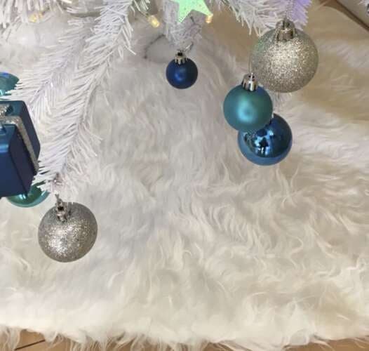 Juletræstæppe hvid 90 cm langhåret polyester
