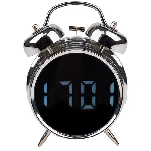 Digital väckarklocka retro LED-display ljudaktivering silver/vit