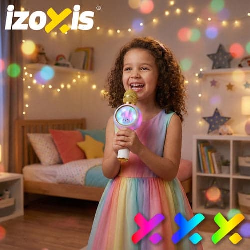 Trådlös karaoke mikrofon för barn Bluetooth 5.1 5W LED vit
