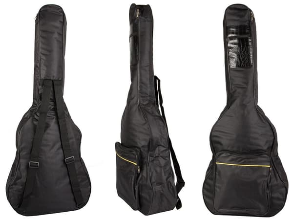Gitarrfodral för akustisk gitarr polyester svart 105 cm med fickor