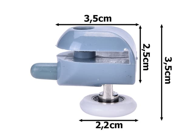Duschdörrsrullar 22 mm för 4–6 mm glas 8-pack kullager grå/vit