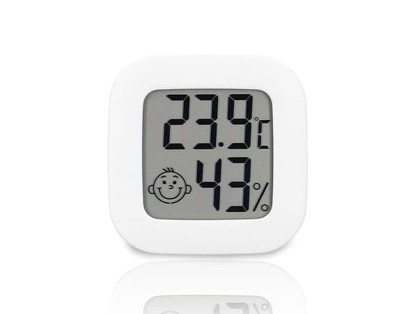 Digital termometer/hygrometer inomhus 4,5x4,5 cm batteri ingår