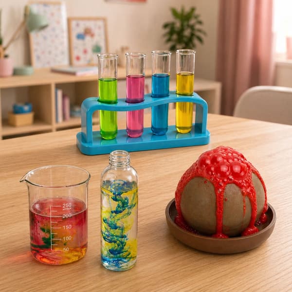 Kemiexperimentset för barn 14 experiment inkl. vulkan, laboratorietillbehör