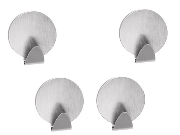 Självhäftande väggkrokar rostfritt stål 4-pack silver 4 x 3,5 cm