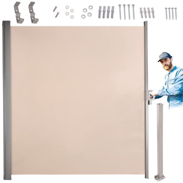 Sidoterrassmarkis 400x180 cm beige vind- och insynsskydd polyester