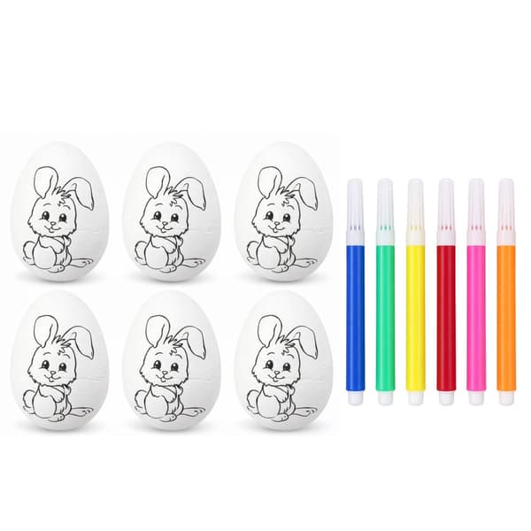 Polystyrenägg pysselset 6-pack med markörer, kanindesign