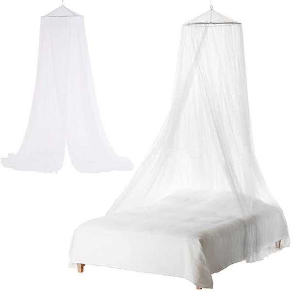 Myggnät över säng polyester mesh vit ring 60 cm höjd 220 cm