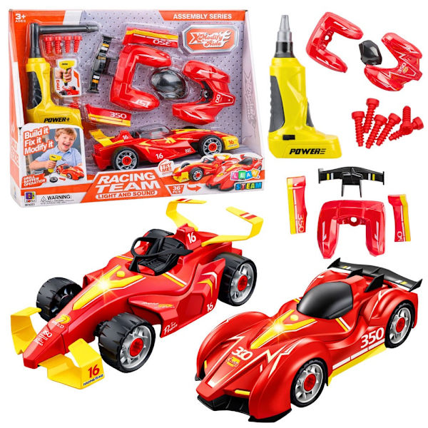 Racerbil tuningkit 36+ delar med batteridriven skruvmejsel och ljus | CDON
