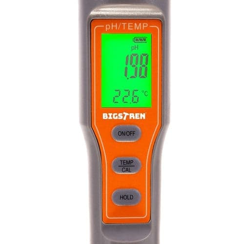 pH-måler med ATC og termometer 0-14 pH inkl. buffere+batterier