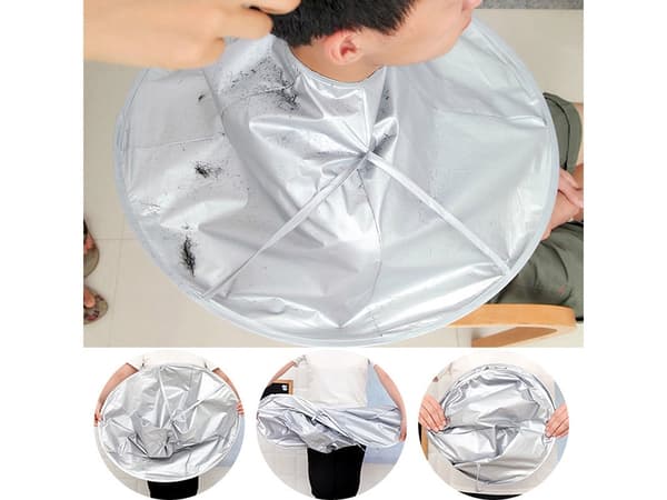 Hårklippningskrage universal med kardborre polyester silver Ø56 cm