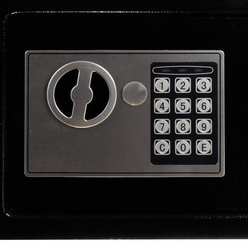 Elektronisk værdiskab 10L med kode og nøgle, sort stål 20x31x20 cm