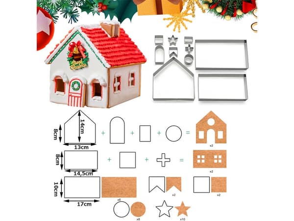 Pepparkakshusformar metall 10-pack silver