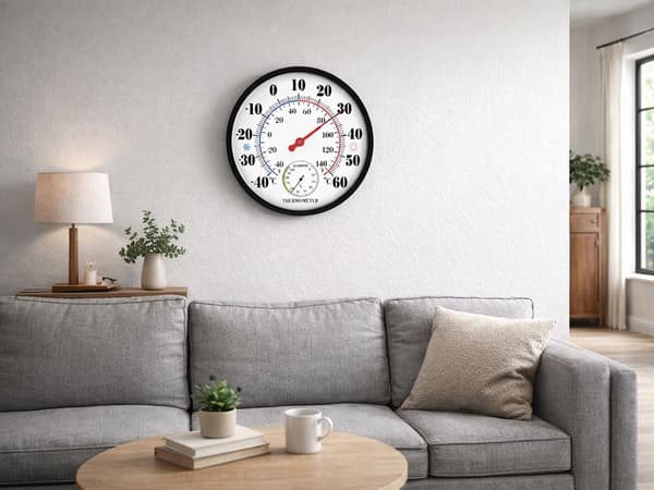 Vægtermometer med hygrometer analog 25 cm, sort, -40 til 60°C