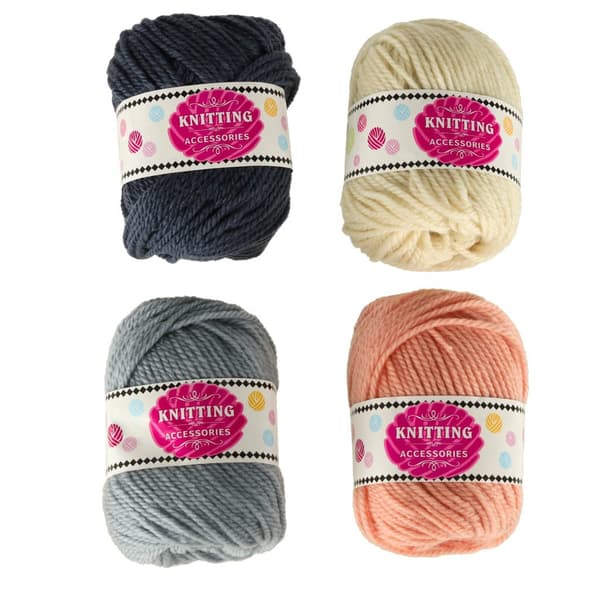 Garnset 4-pack 50 g/nystan polyester/akryl 60 m kräm/grå/blå/orange