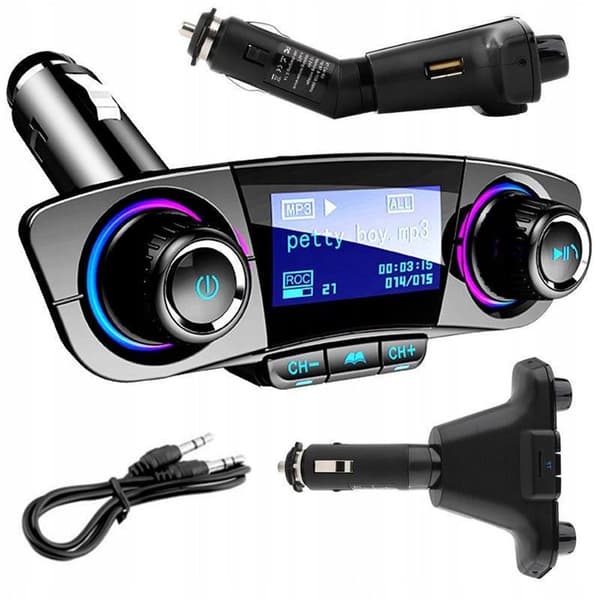 FM-lähetin Bluetooth 5.0 autoadapteri 12/24V 2x USB AUX SD