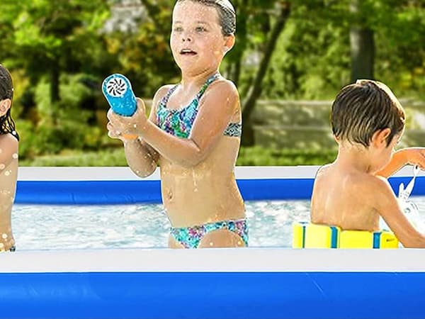 Oppustelig børnepool rektangulær PVC 165x110x40 cm