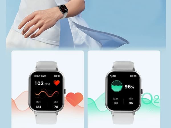 Smartwatch med Bluetooth-opkald silikonrem grå 240x284