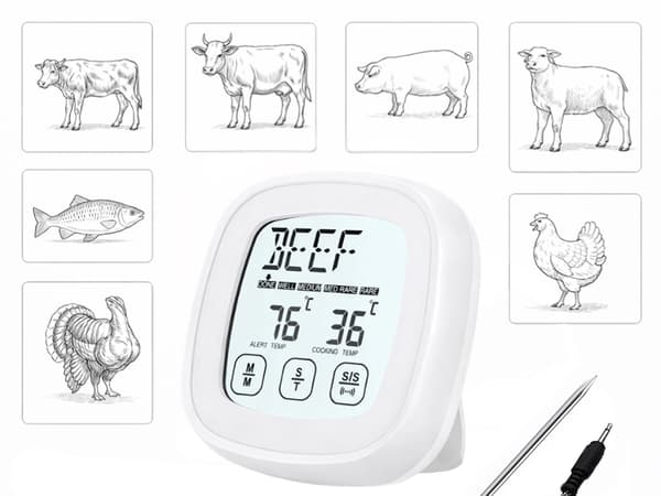 Digital stektermometer med touchscreen och probe 120 cm vit