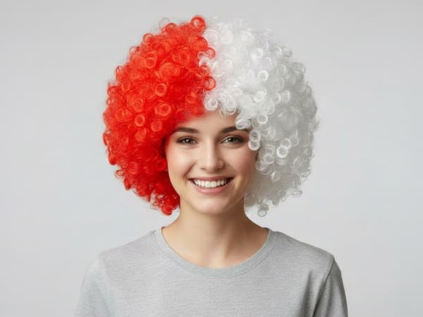 Afroperuk supporterperuk vit/röd one size polyester