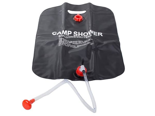 Solbruser campingbruser 20 L PVC sort med termometer og slange