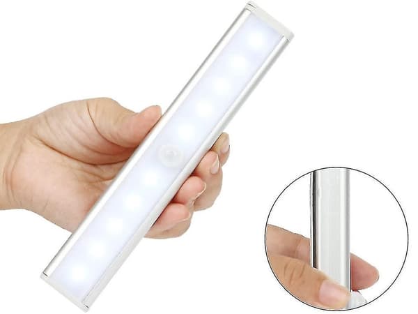 LED-skåpsbelysning med rörelse- och skymningssensor silver 19 cm
