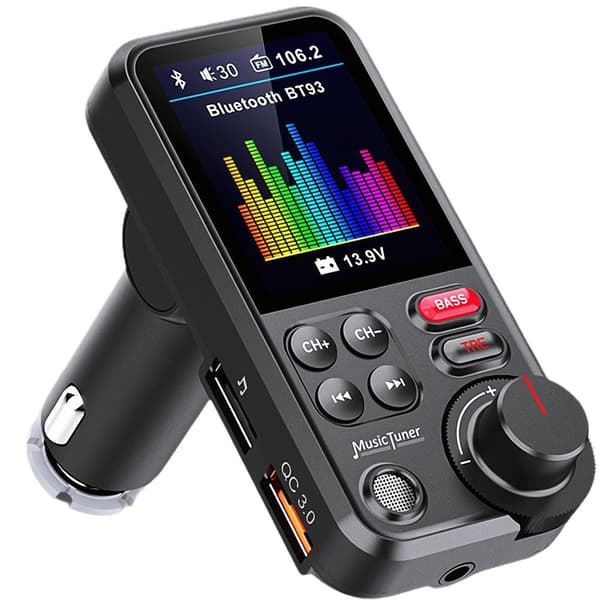 Bluetooth FM-lähetin 5.0 autoadapteri handsfree USB QC 3.0 12–24V