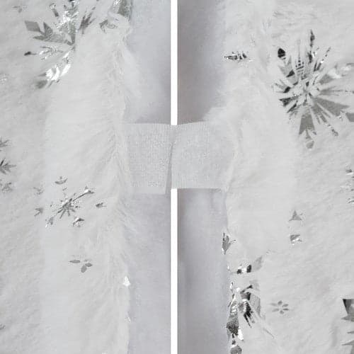 Juletræstæppe 120 cm hvid/sølv polyester med stjerner & snefnug