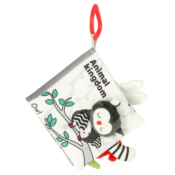Sensorisk stofbog med kontrastdyr, knitren & labels 6+ mdr.