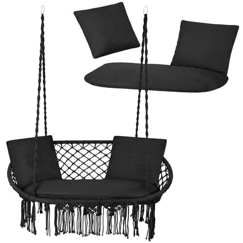 Siddepude til dobbeltswing storkerede 110x62 cm med 2 puder sort