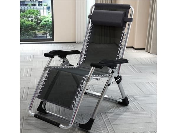 Sammenklappelig solstol Zero Gravity justerbar ryg sort maks 140 kg