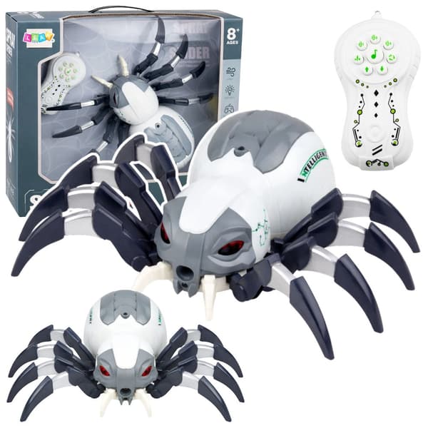 Fjernstyret RC spindelrobot 29 cm med røg, lys og lyd
