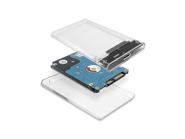 Harddiskkabinet 2,5 SATA til USB 3.0 transparent med USB-kabel