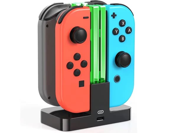Laddstation för Nintendo Switch Joy-Con, laddar 4 kontroller, USB-C